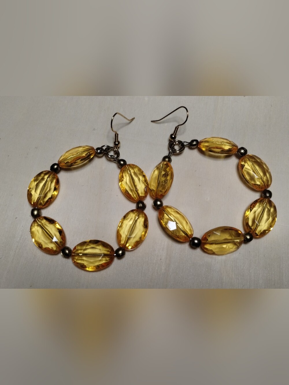 Yellow Beaded Drop Earrings - Unbranded